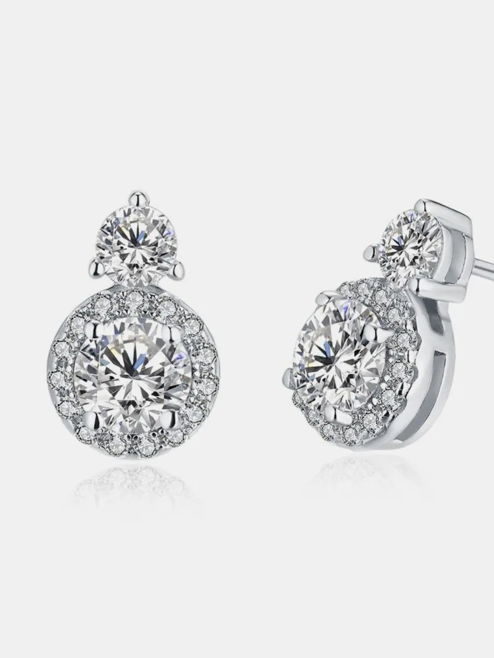 Trendsi 1 carat moissanite earrings featuring elegant halo design for a stunning look