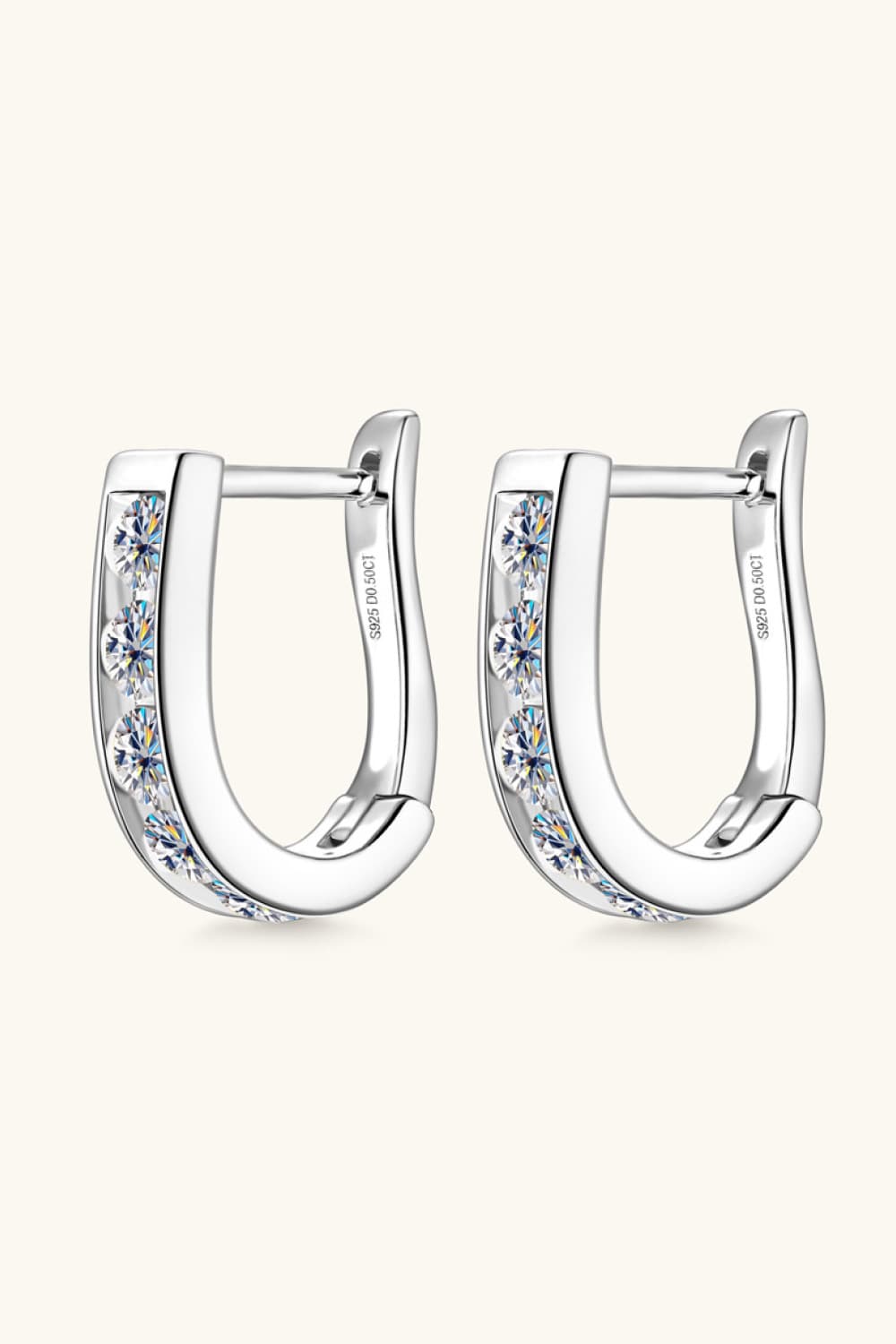 Elegant 1 Carat Moissanite Earrings with Sparkling Stones and Sleek Silver Design