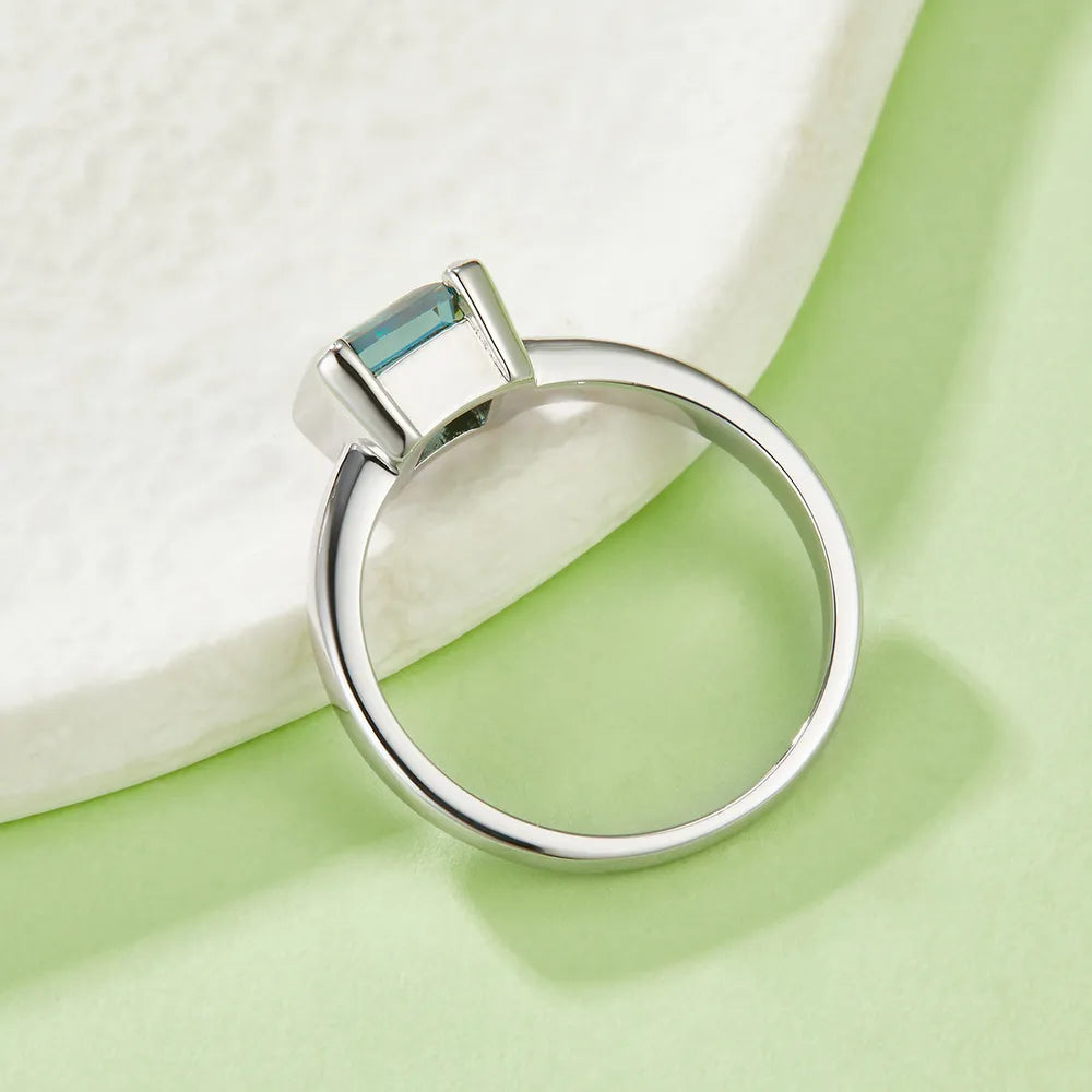 Elegant 1 carat moissanite ring set in sterling silver with a sleek modern design