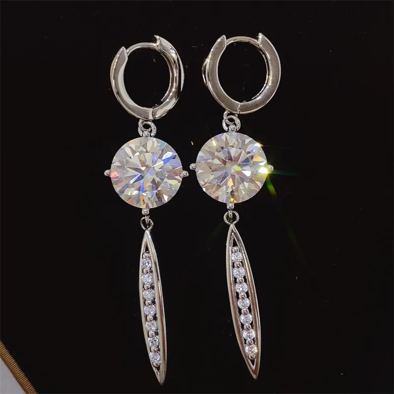 Trendsi 10 carat drop earrings featuring sparkling round gemstones and elegant silver accents
