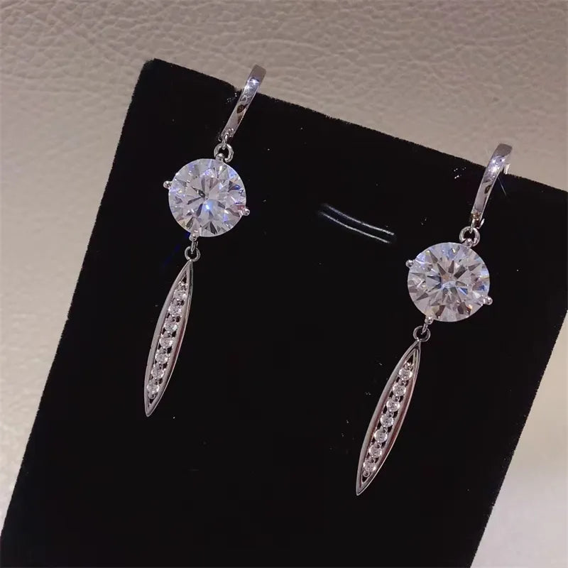 Trendsi 10 carat drop earrings with sparkling round stones and elegant design