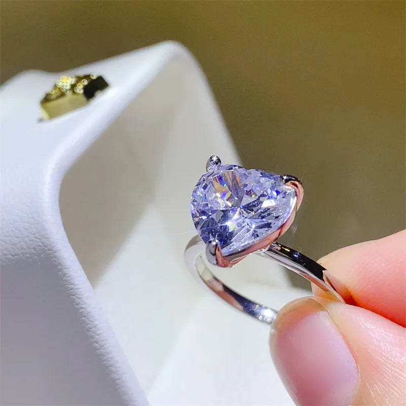 Elegant 5 carat heart shape moissanite ring displayed in a jewelry box for romantic occasions