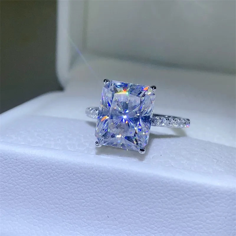 Trendsi 5 carat moissanite ring with a sparkling rectangular cut and delicate band
