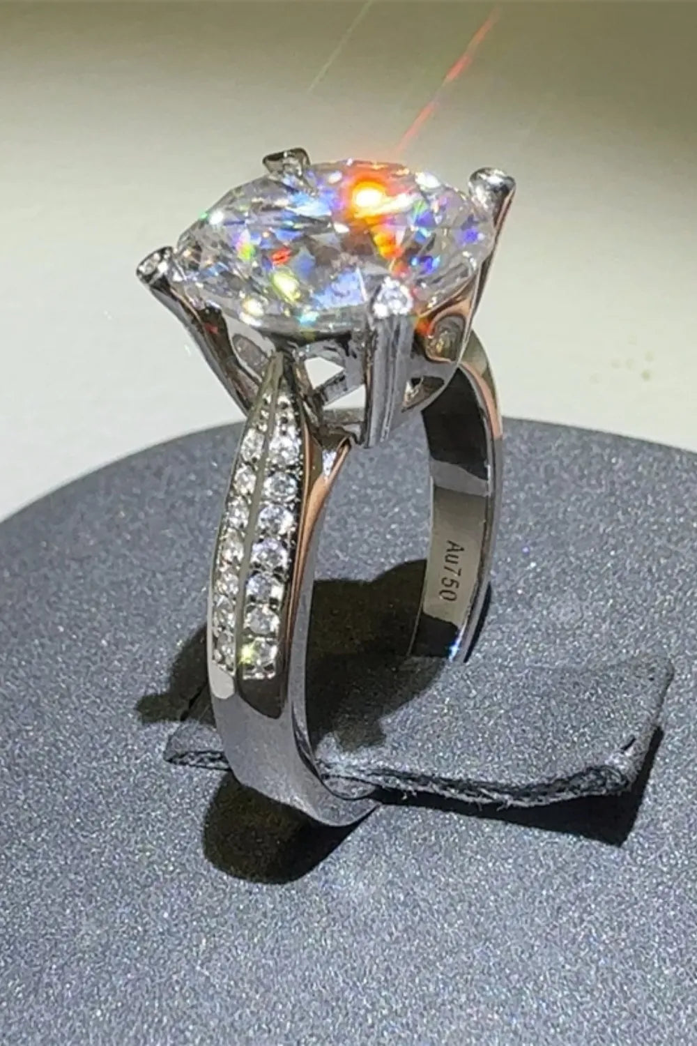 Trendsi 5 carat moissanite ring featuring a stunning center stone with sparkling side accents