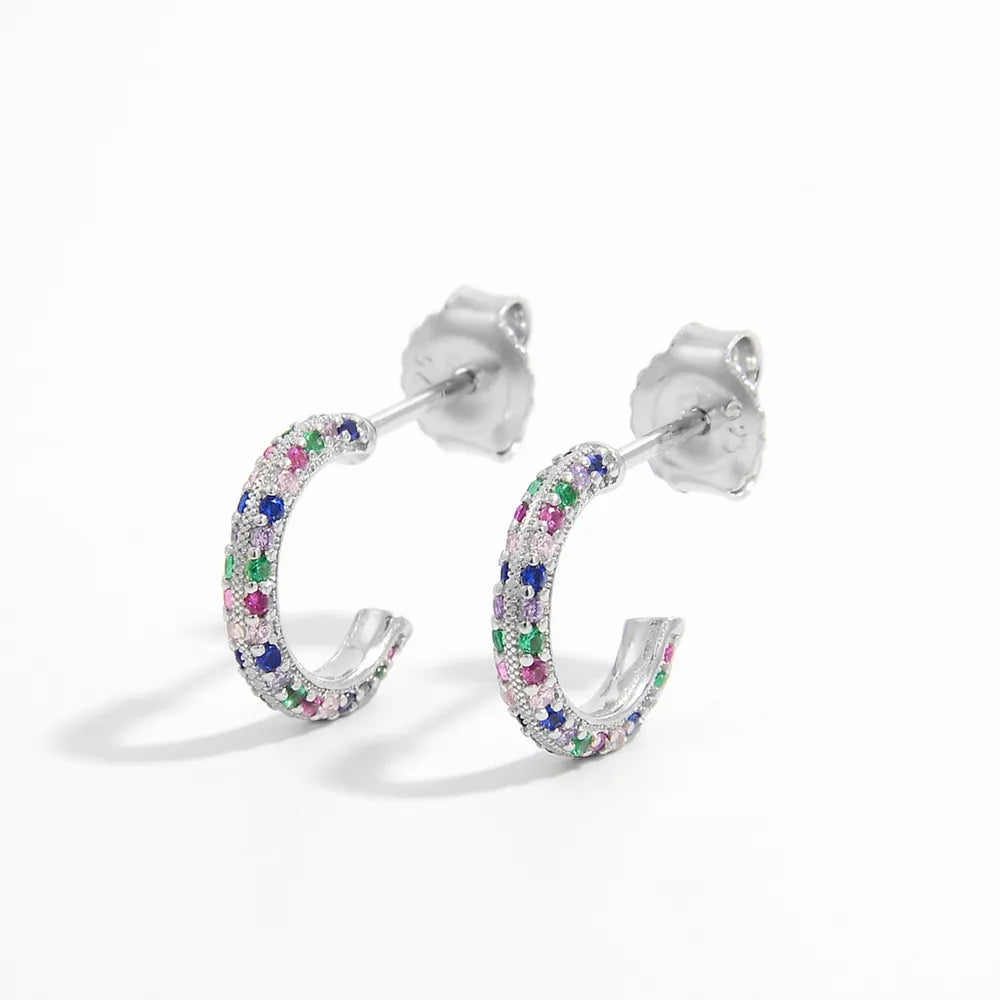 Colorful 925 sterling silver earrings featuring sparkling stones in vibrant hues for stylish wear