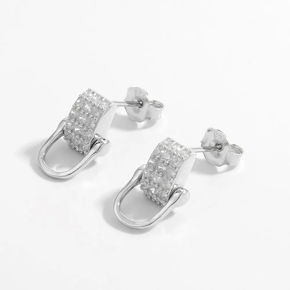 Trendsi 925 sterling silver earrings with sparkling rhinestones and a unique design