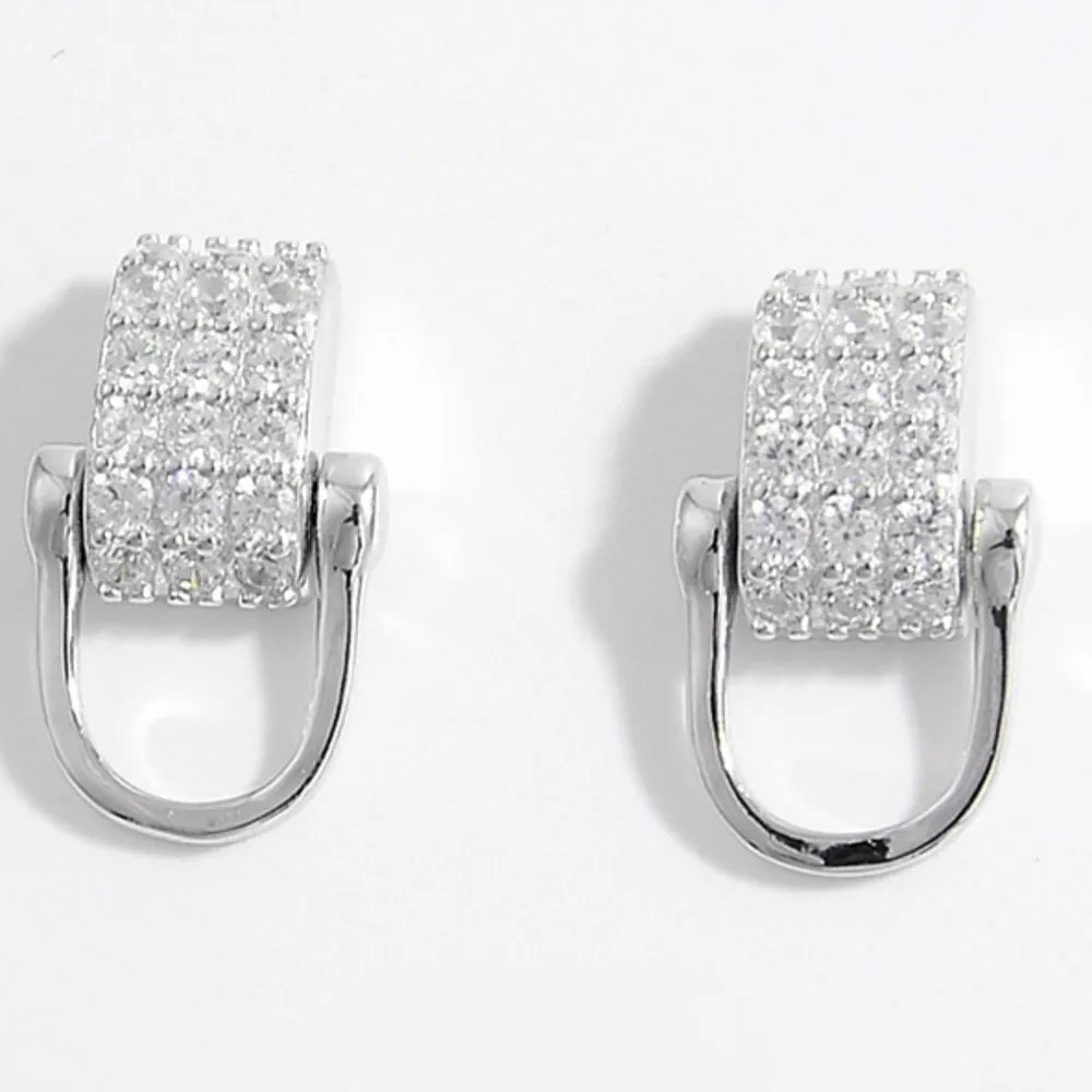 Trendy 925 sterling silver earrings with sparkling crystal embellishments for elegant outfits