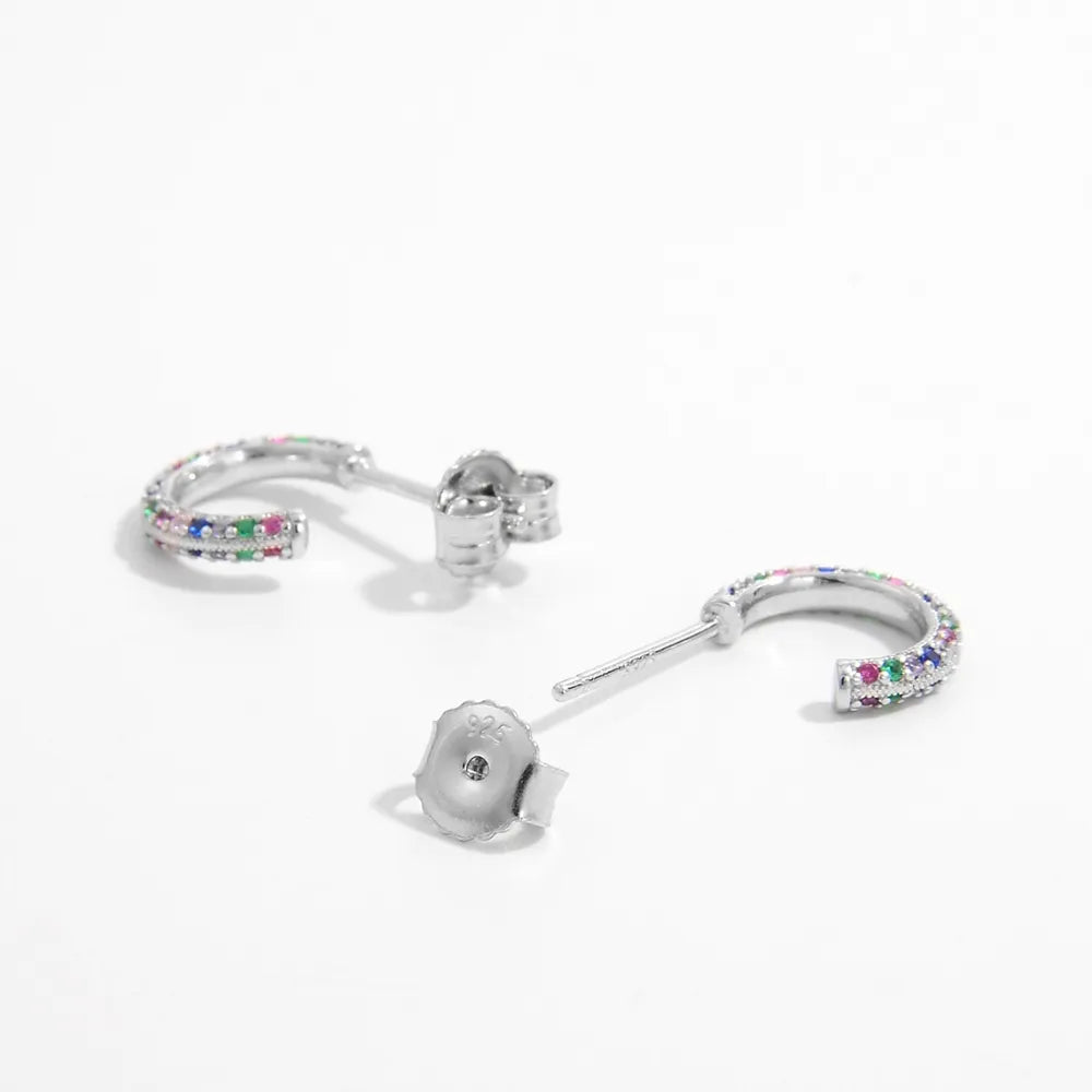 Colorful 925 sterling silver earrings with gemstone accents and secure back closure for everyday wear