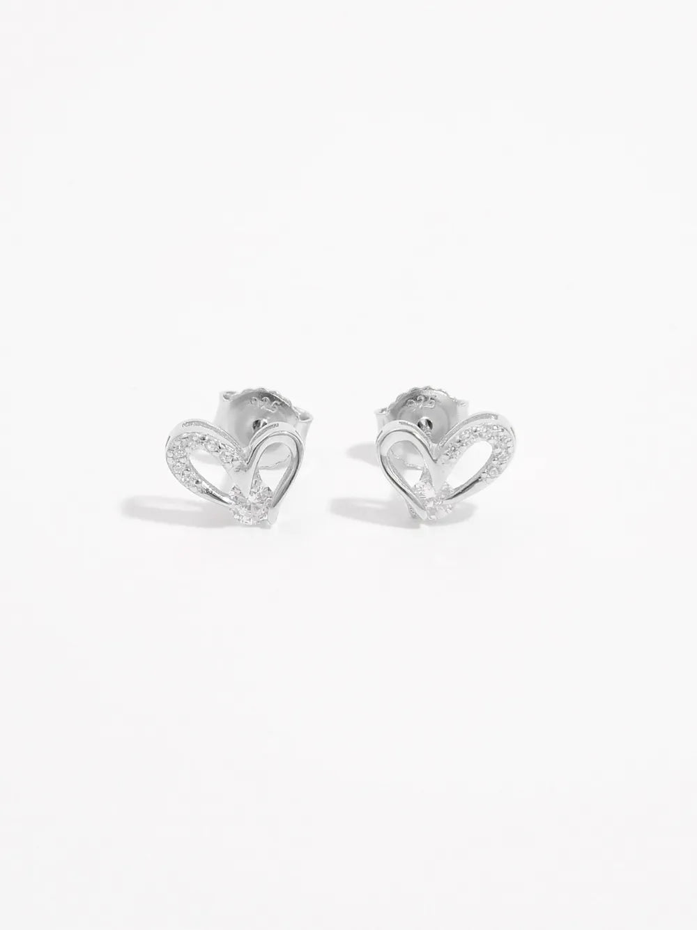Trendsi 925 sterling silver heart earrings with sparkling accents for a charming look