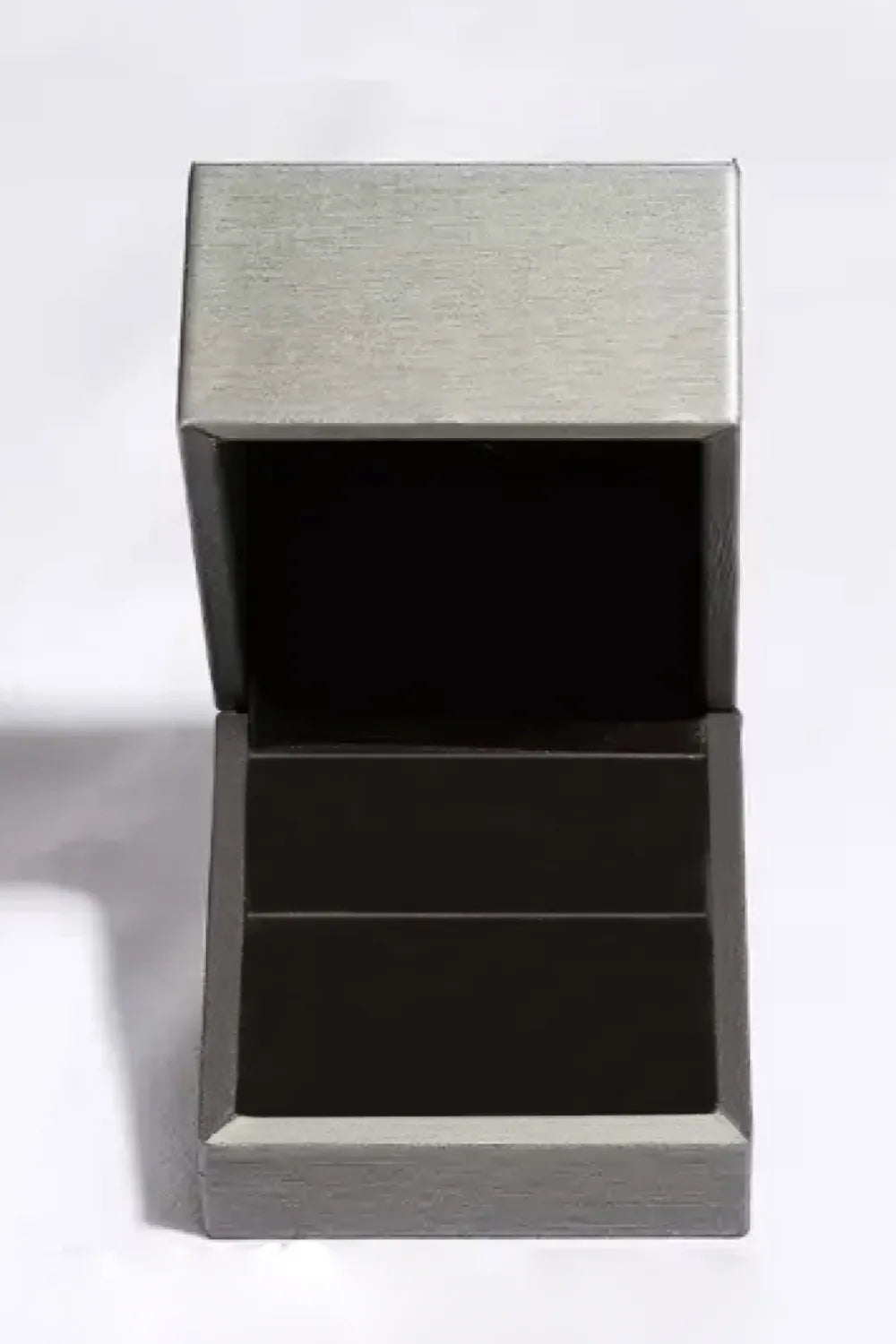 Elegant open jewelry box for displaying 925 sterling silver heart earrings