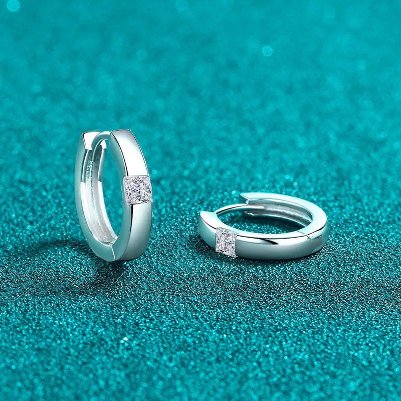 Stylish 925 sterling silver huggie earrings with a sparkling accent for elegant everyday wear
