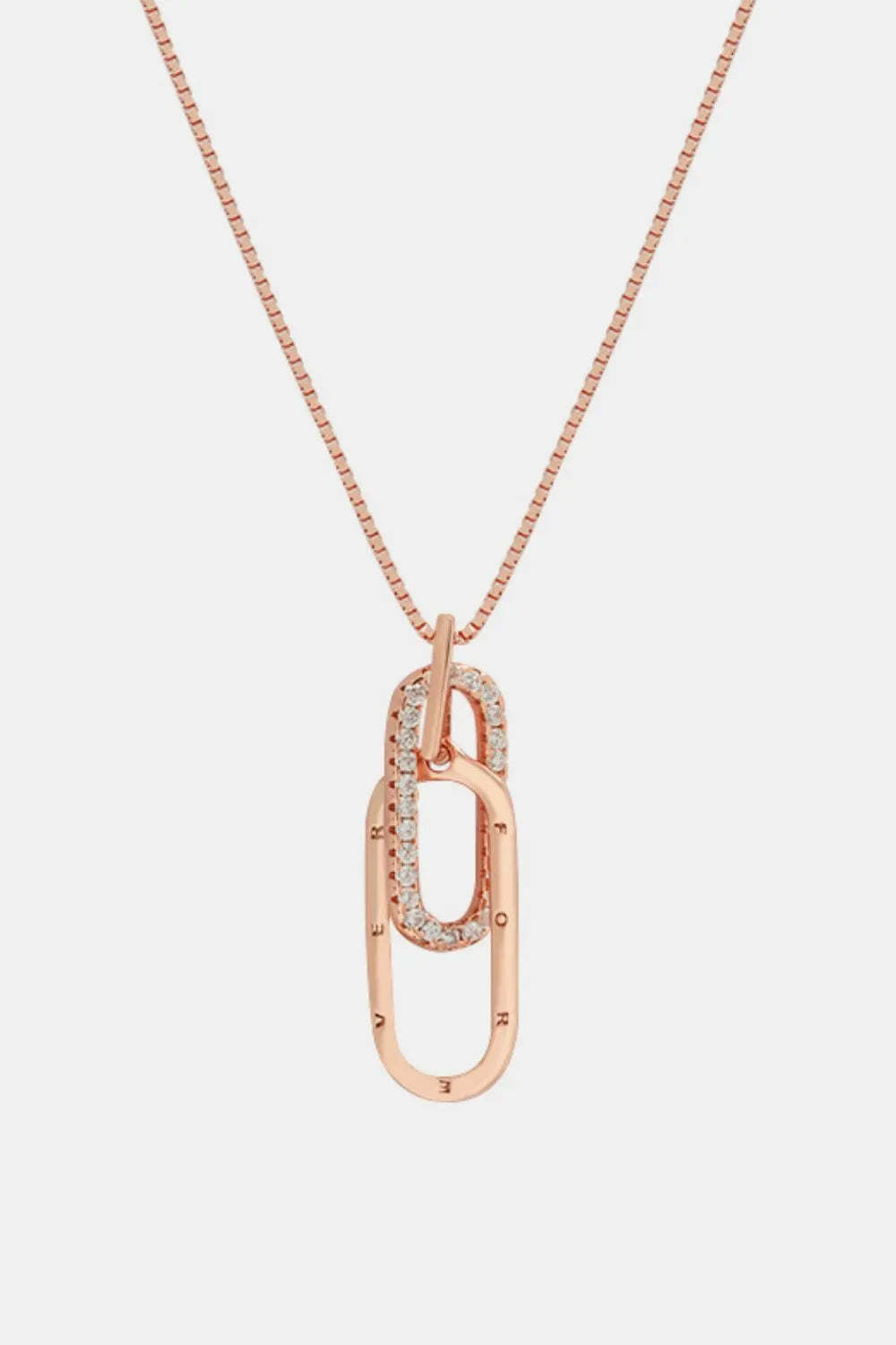 Trendsi 925 sterling silver necklace with intertwined rose gold links and sparkling accents