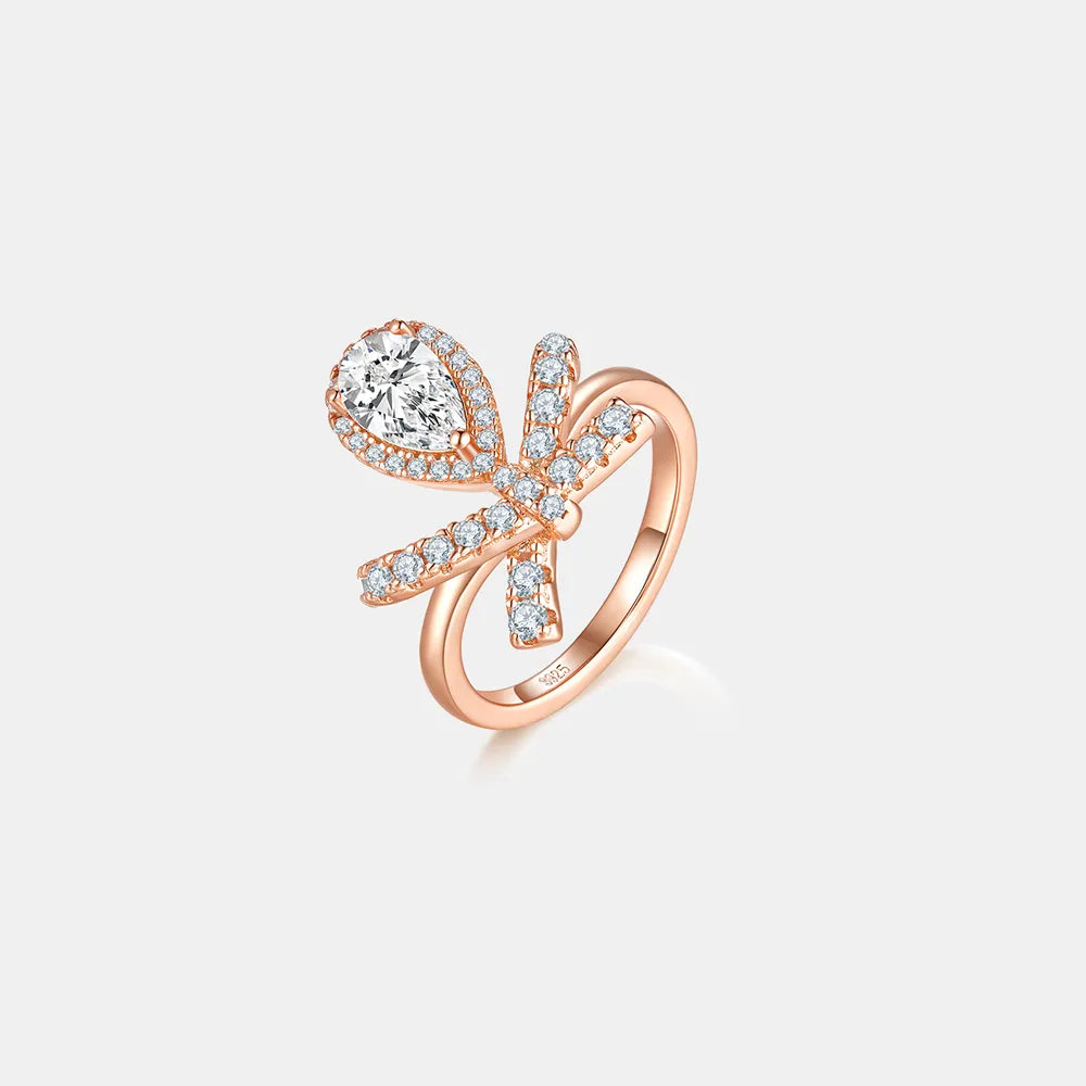 Trendsi Affordable Moissanite Rings featuring a pear-shaped center stone with a delicate design