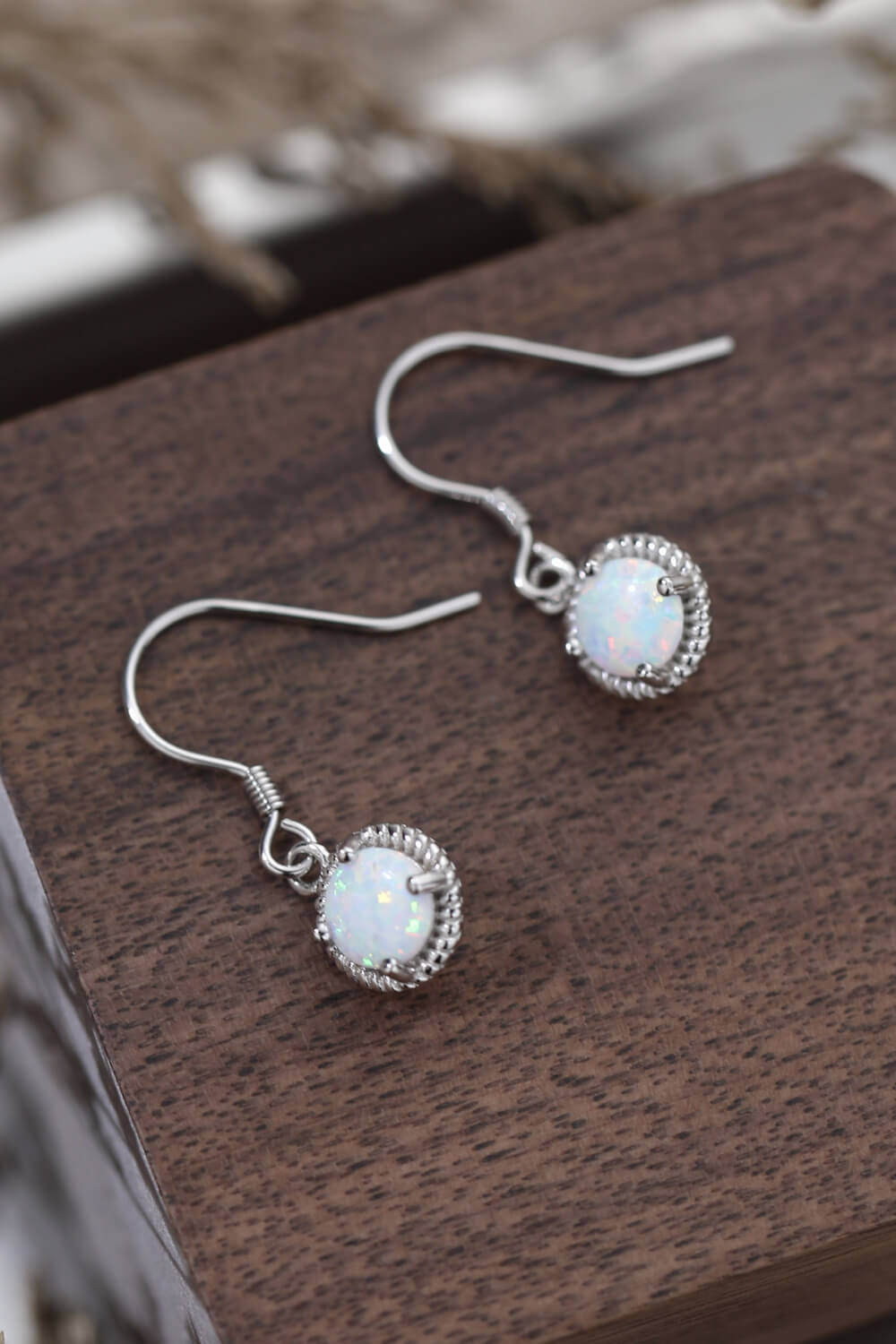 Trendsi blue opal drop earrings with delicate silver settings for a stylish jewelry look