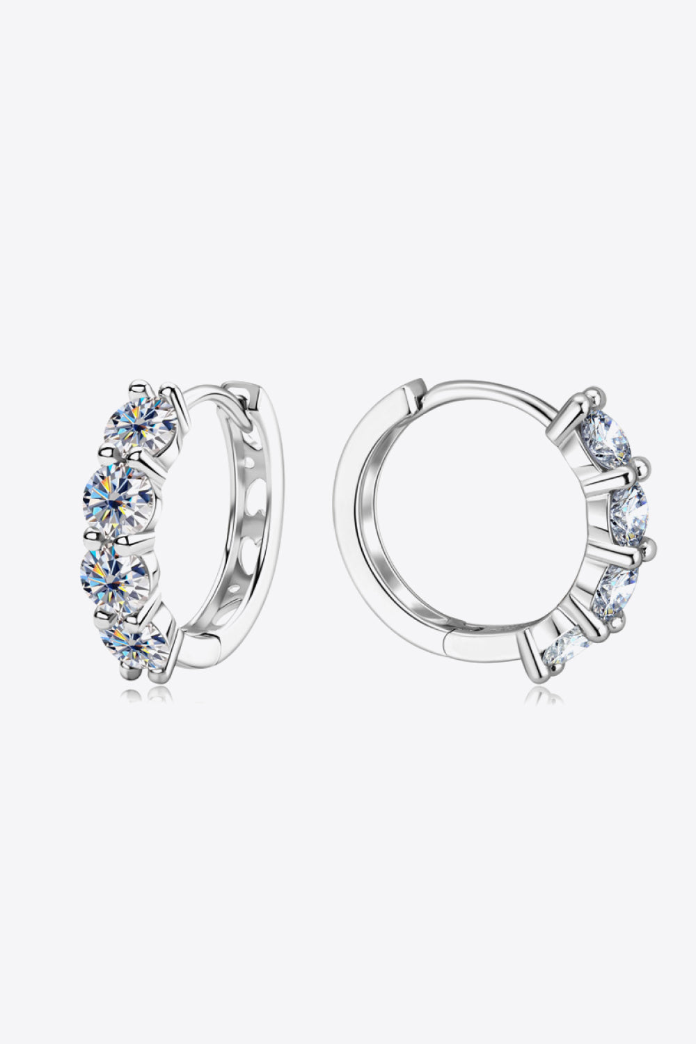 Trendy silver hoop earrings featuring sparkling stones as affordable diamond alternatives