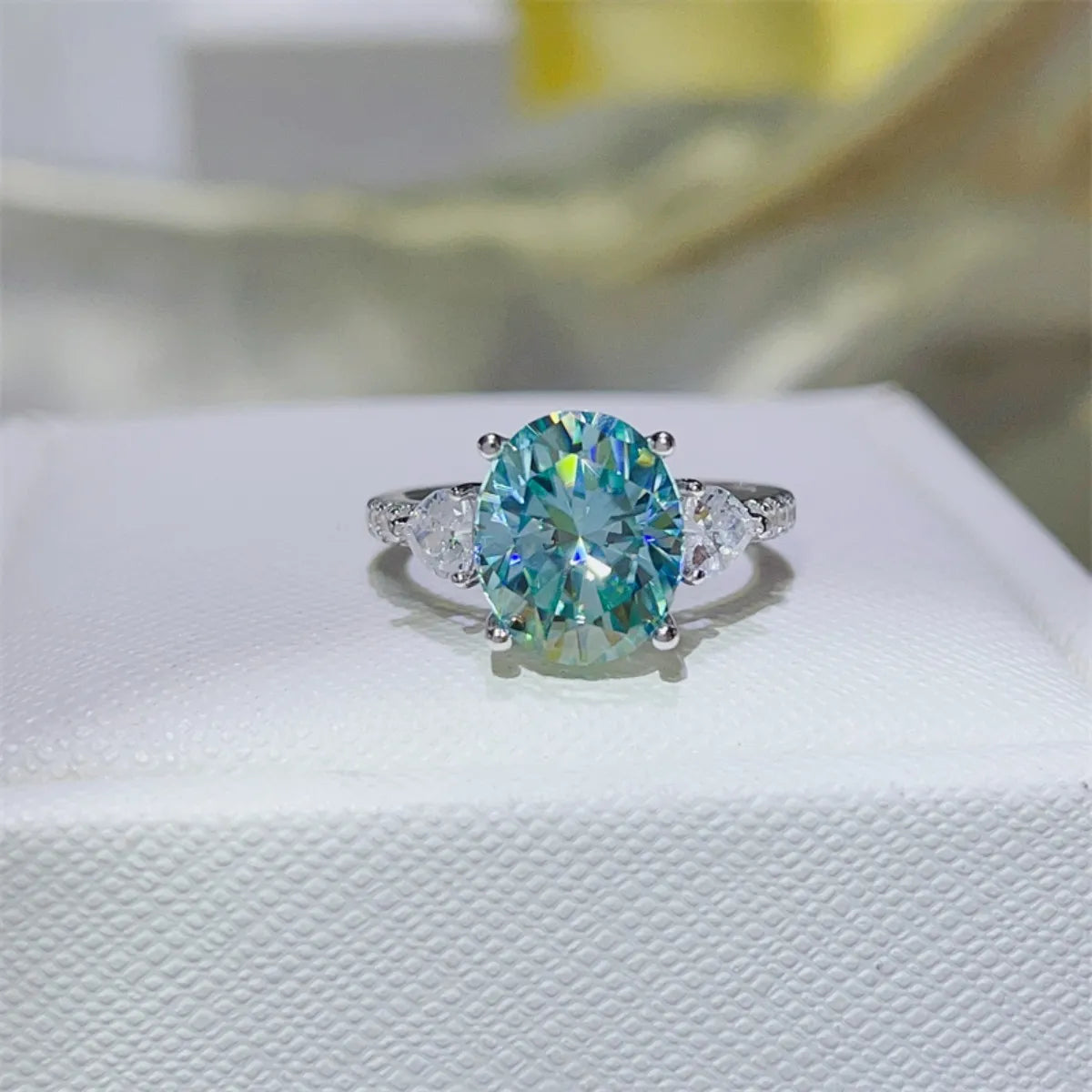 Elegant 5 Carat Moissanite Ring featuring a stunning oval stone and intricate side detailing