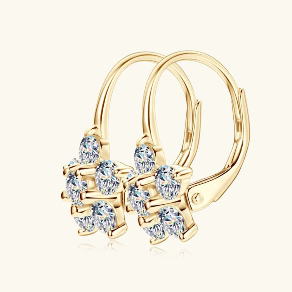 Trendsi Moissanite flower earrings in gold with sparkling gemstones for elegant style