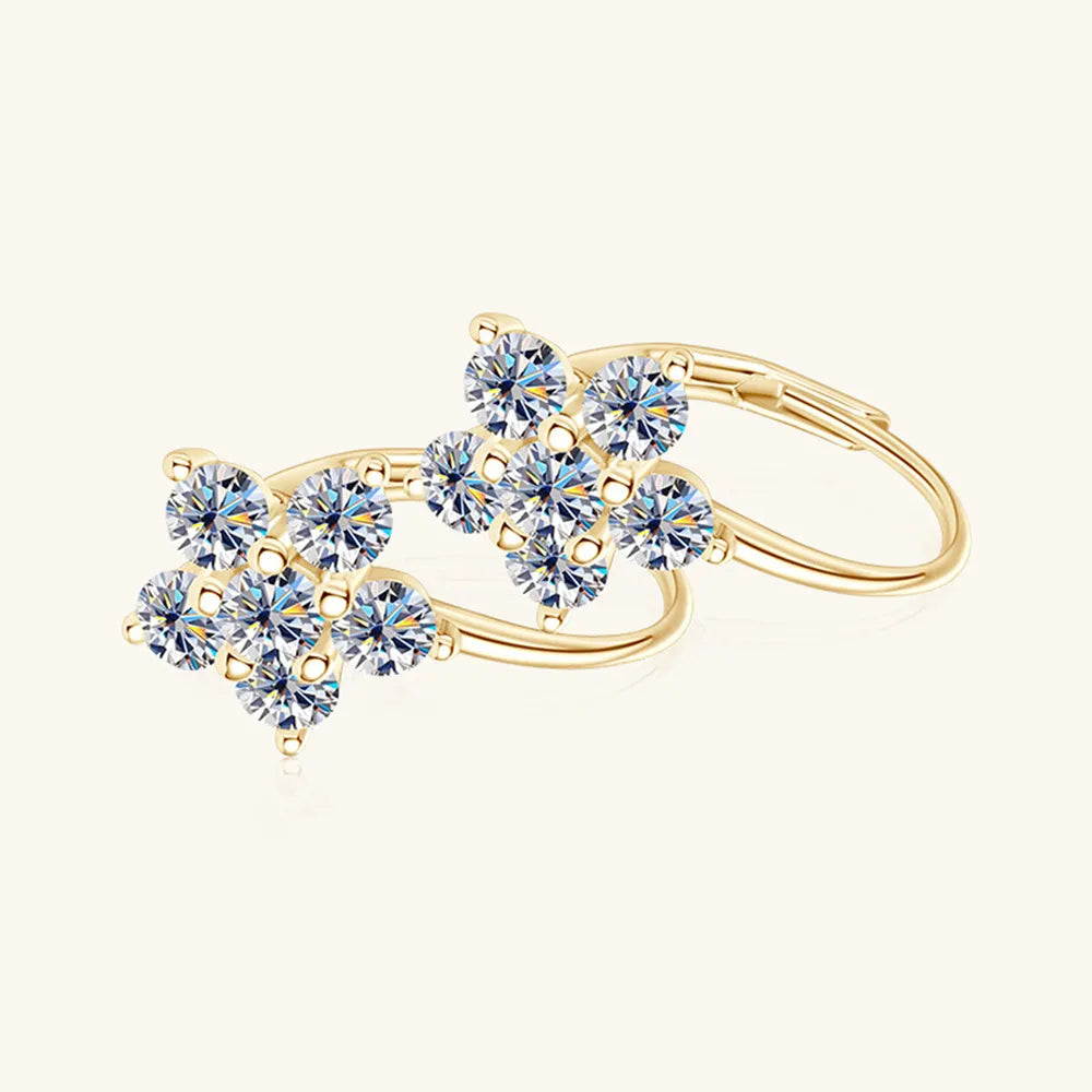Trendsi Moissanite flower earrings with sparkling stones set in gold for elegant style