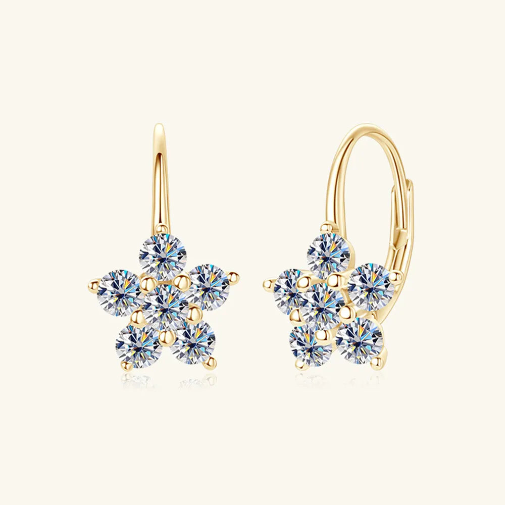 Trendsi Moissanite flower earrings with sparkling stones in a delicate floral design