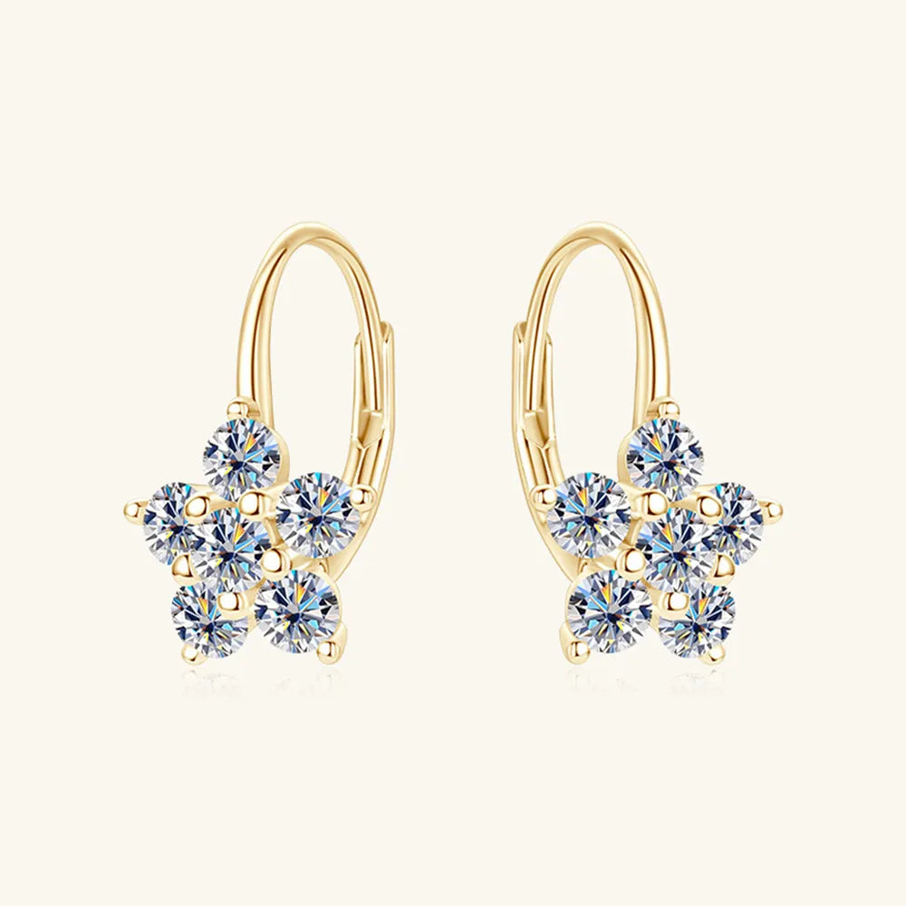 Trendsi Moissanite flower earrings featuring a delicate design with sparkling blue stones