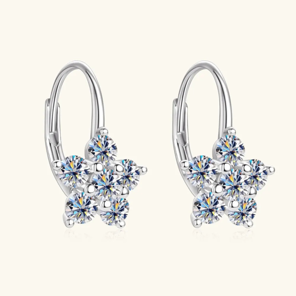 Trendsi Moissanite flower earrings featuring a beautiful floral design with sparkling stones