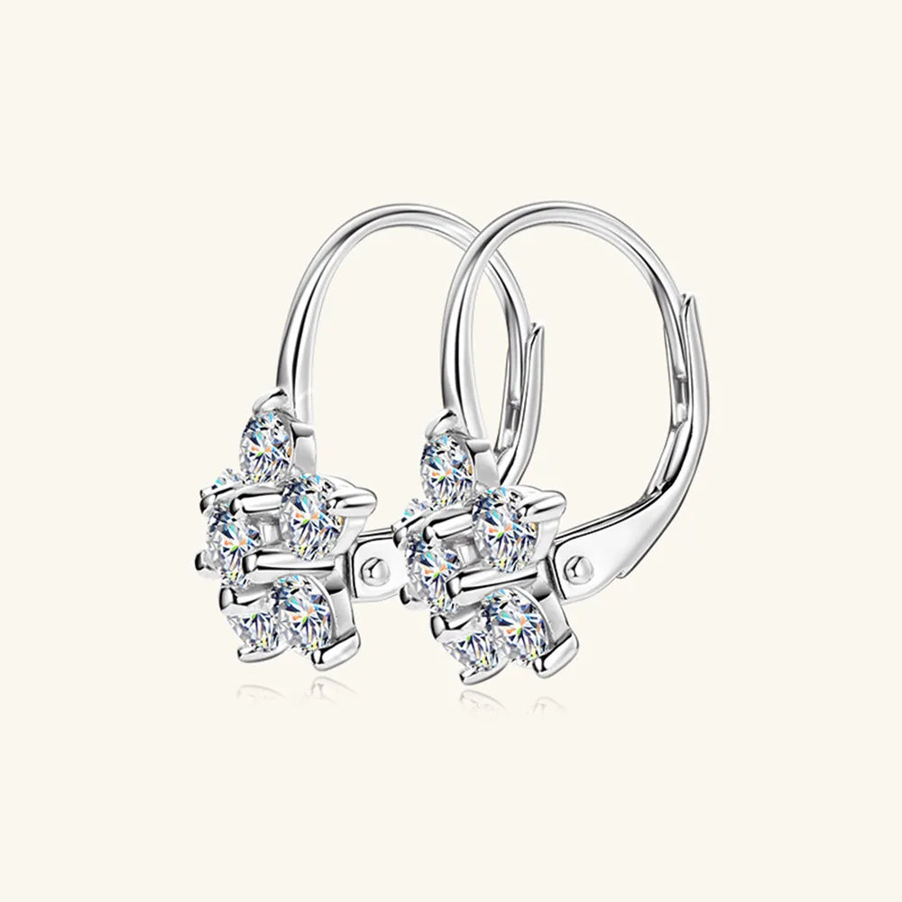 Elegant Moissanite flower earrings with sparkling gemstones set in silver for a stunning look
