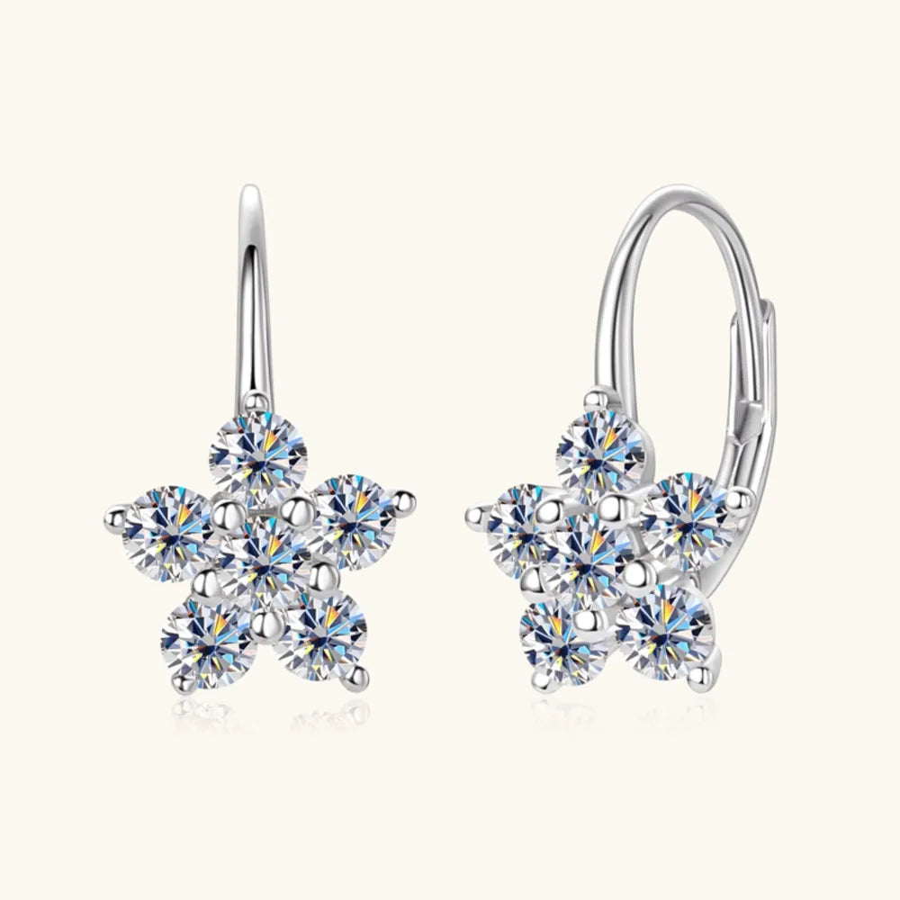 Trendsi Moissanite flower earrings featuring sparkling gemstones in a floral design
