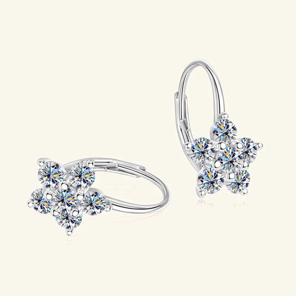 Trendsi Moissanite flower earrings featuring sparkling stones in a floral design