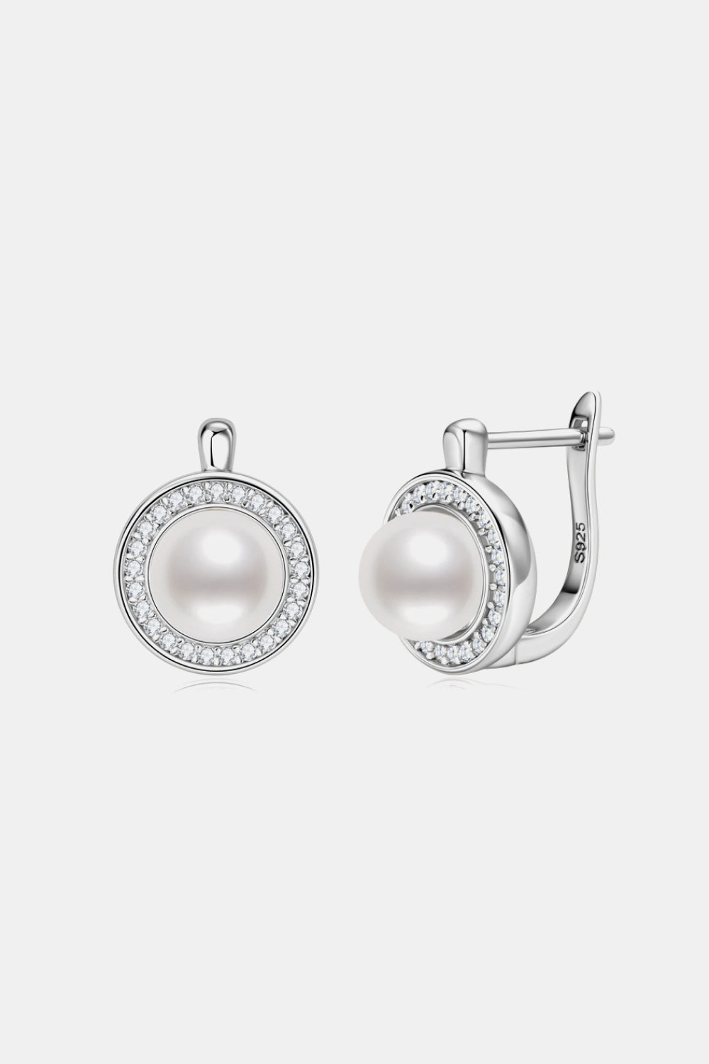 Trendsi Moissanite pearl earrings with sparkling stones and elegant silver setting for a timeless look