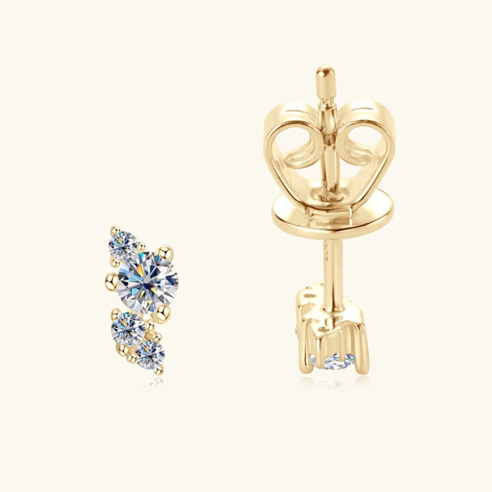 Trendsi Moissanite stud earrings in gold with sparkling blue stones for elegant style