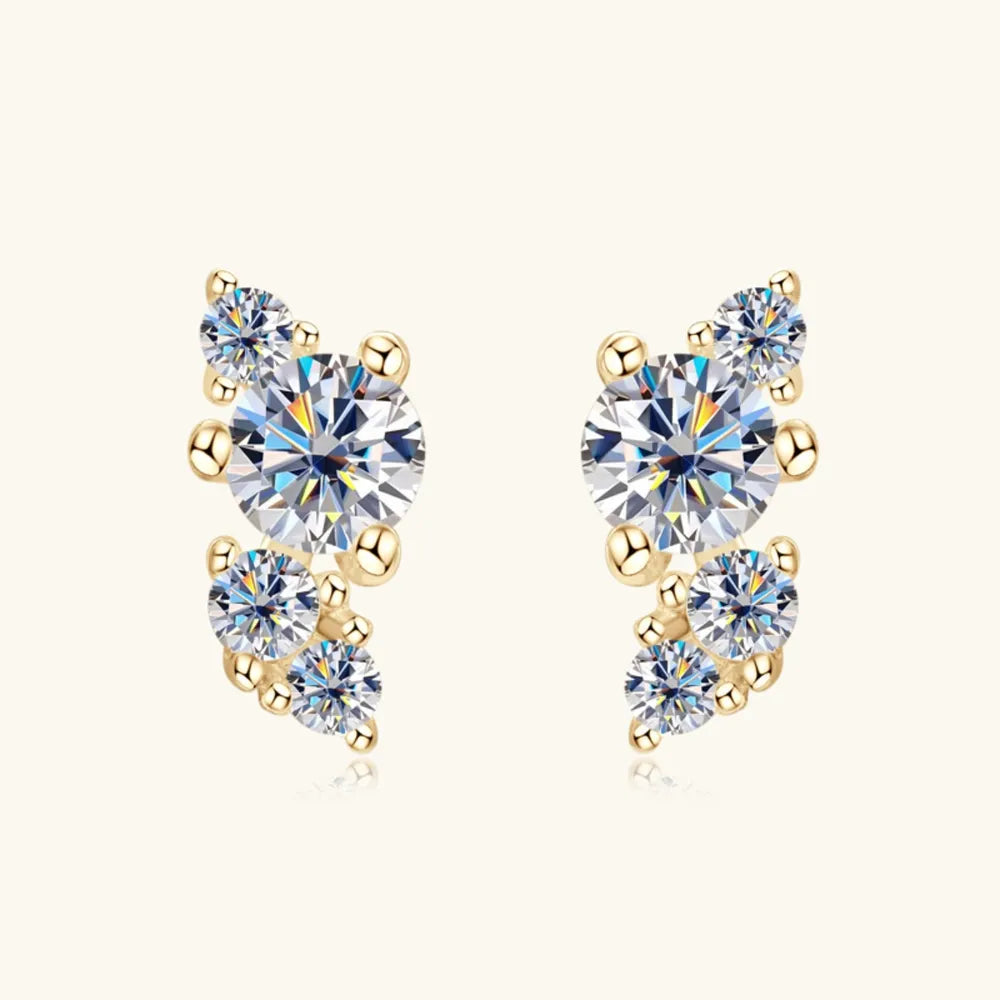 Trendsi Moissanite Stud Earrings featuring sparkling gemstones in gold setting