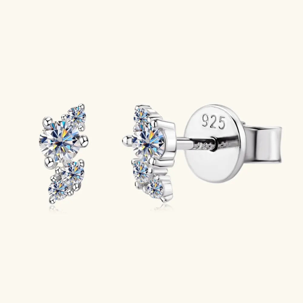 Trendsi Moissanite Stud Earrings in Sterling Silver with Sparkling Gemstone Design