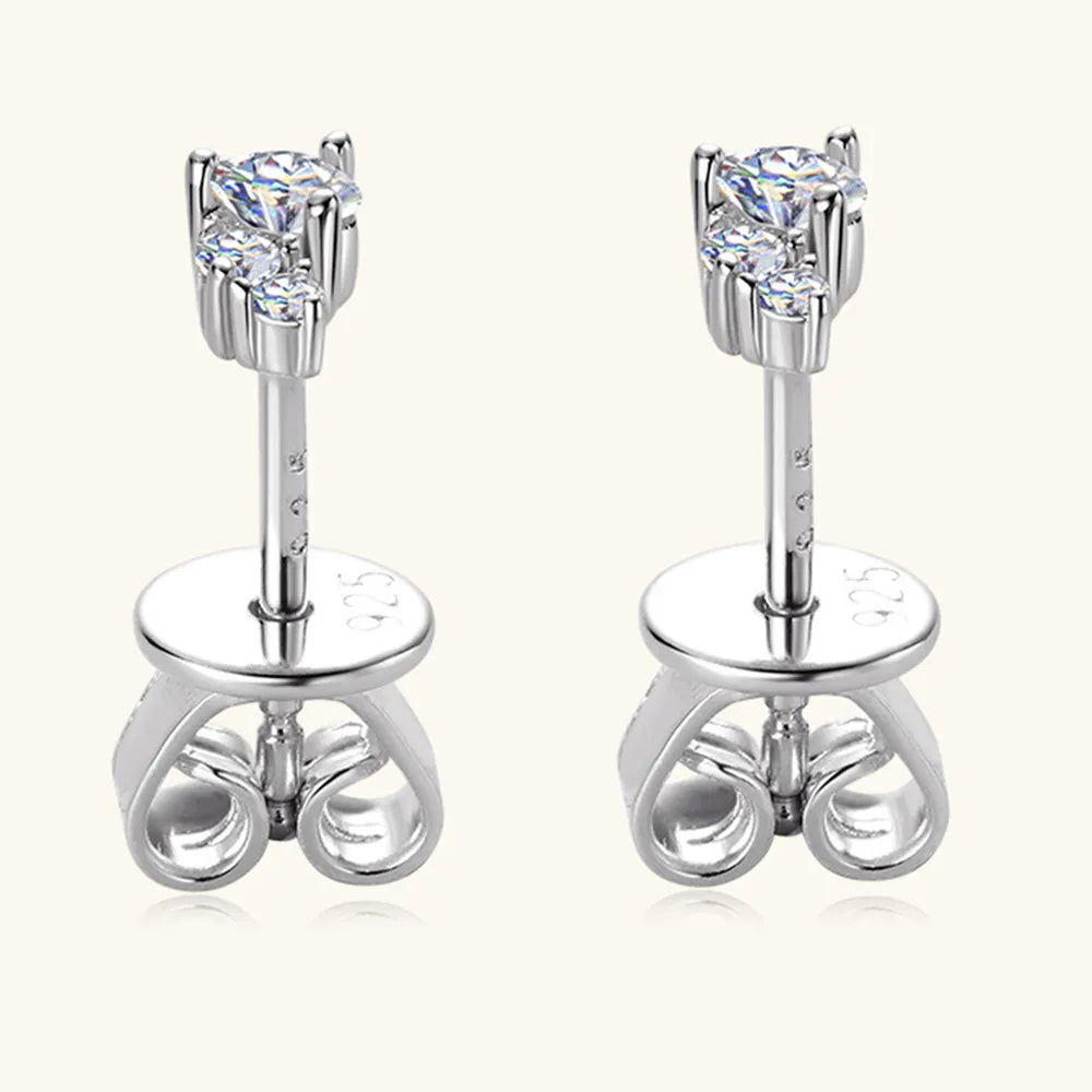 Trendsi Moissanite Stud Earrings in Silver Setting with Elegant Design and Brilliant Sparkle