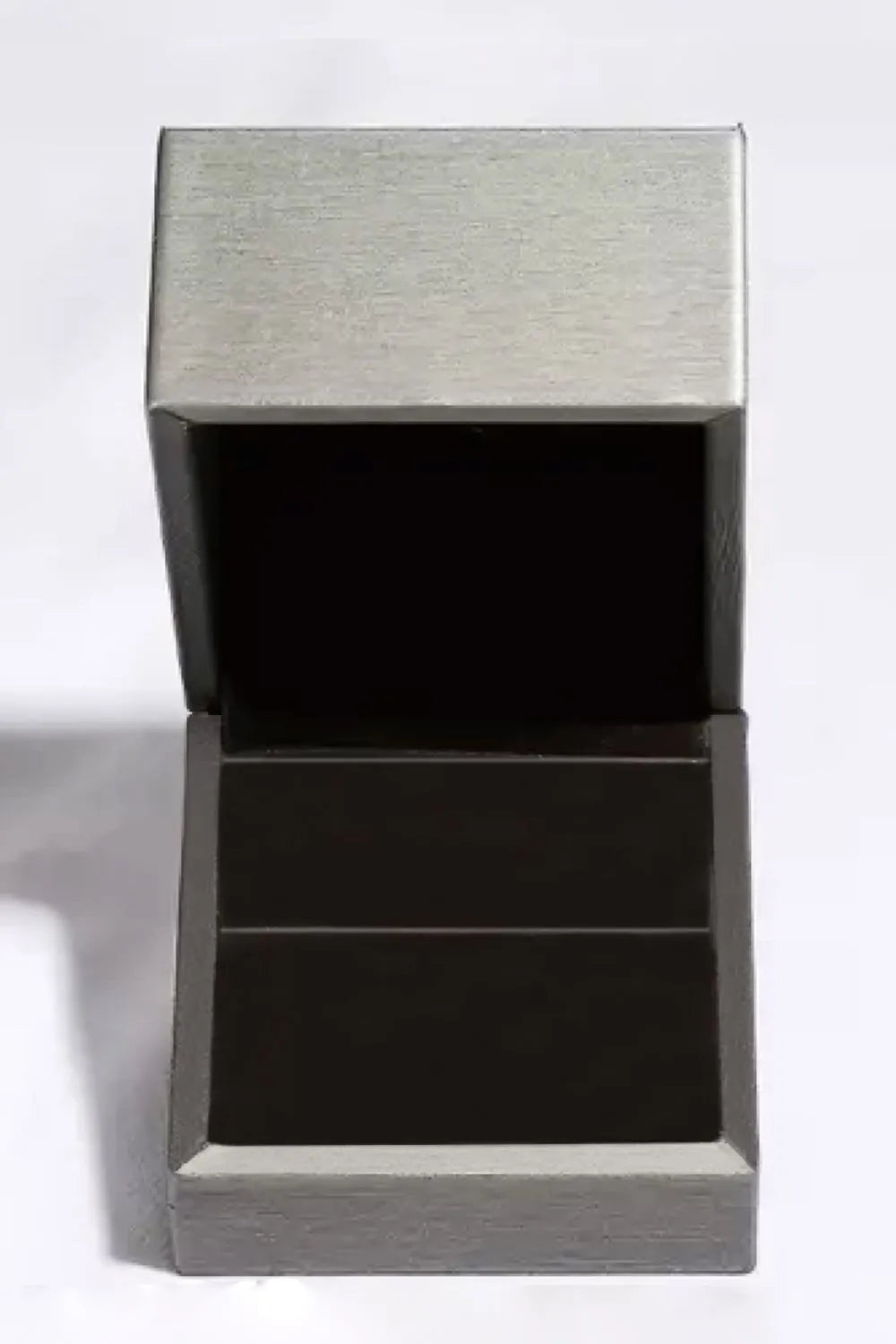 Elegant open gray jewelry box for moissanite wedding jewelry display