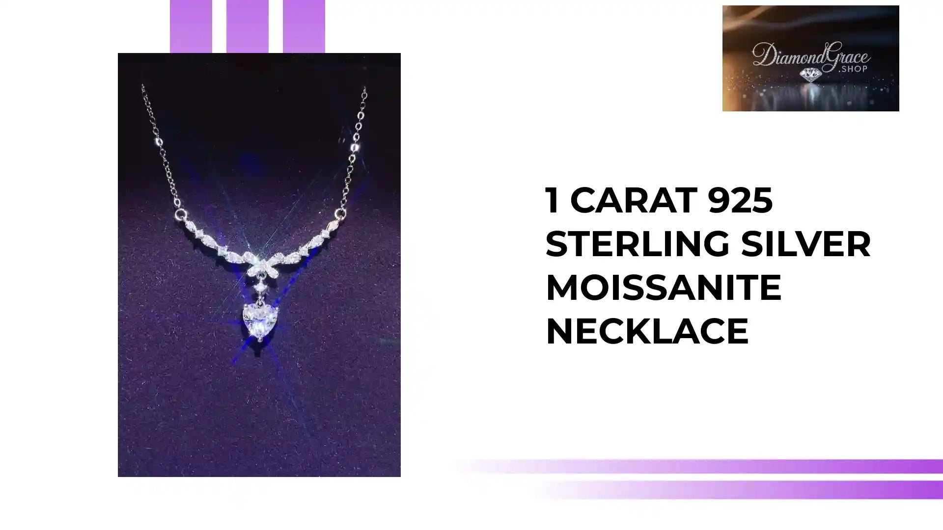 1 Carat 925 Sterling Silver Moissanite Necklace by@Outfy