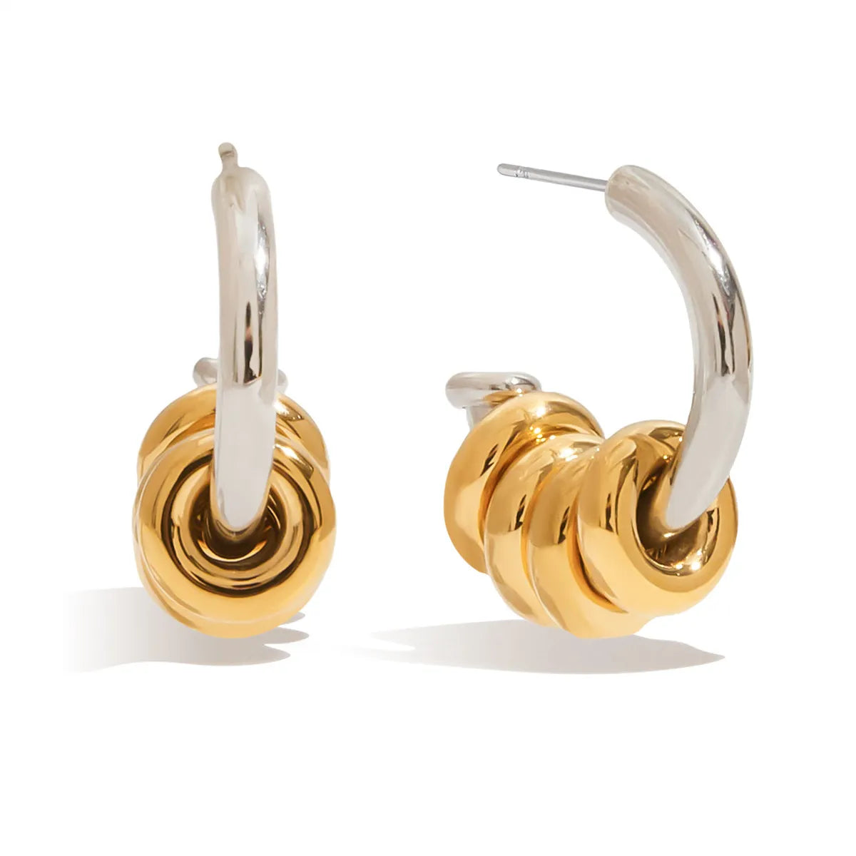 Trendsi two-tone hoop earrings featuring a stylish gold and silver design for modern elegance