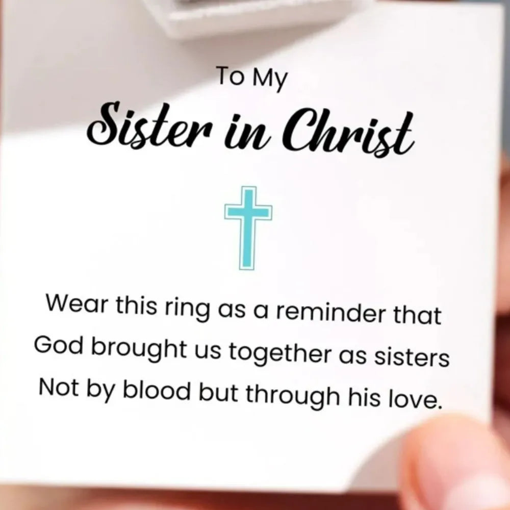 Unique Cross Design Silver Ring presented as a heartfelt gift for sisters in faith
