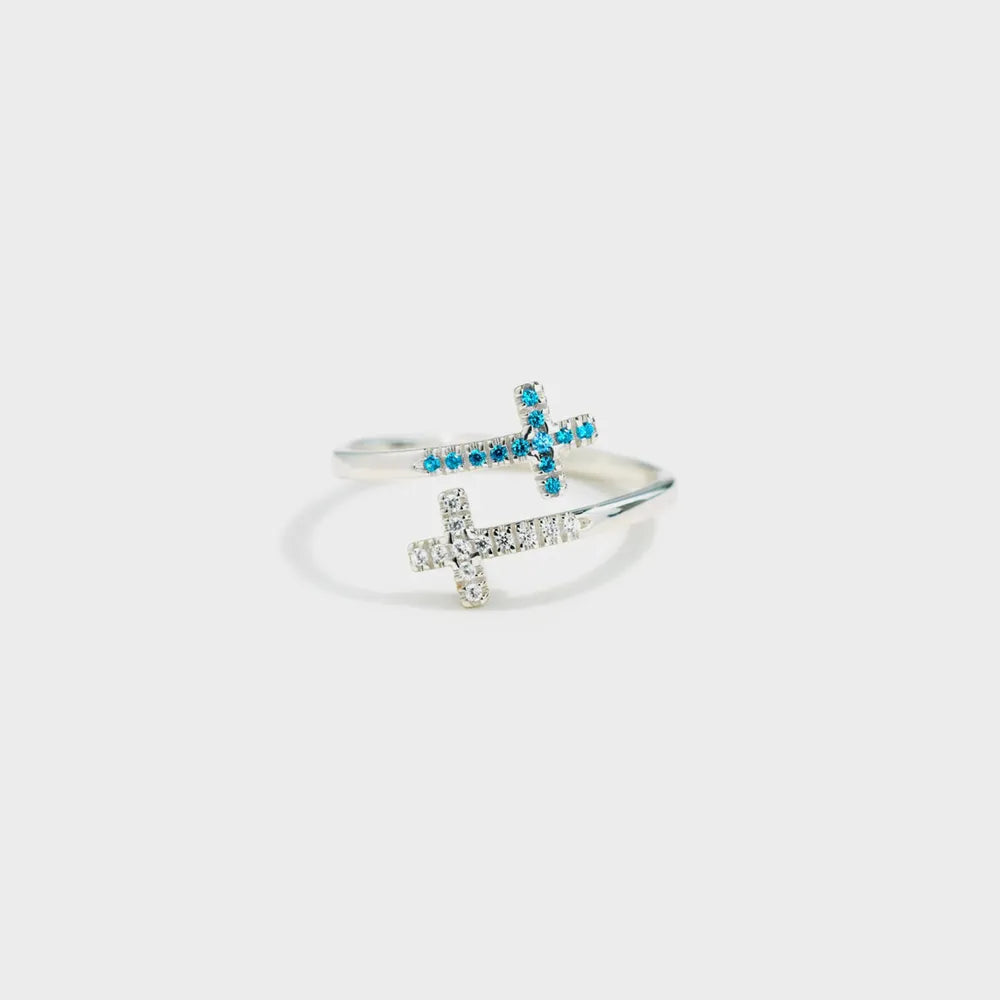 Unique Cross Design Silver Ring featuring colorful crosses for stylish and elegant accessorizing