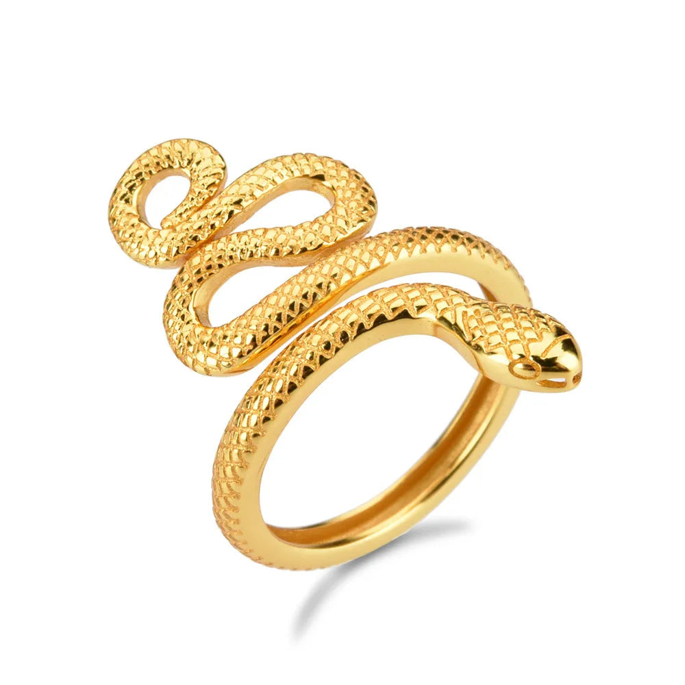 Trendsi unique silver snake jewelry ring with intricate snake design and polished finish