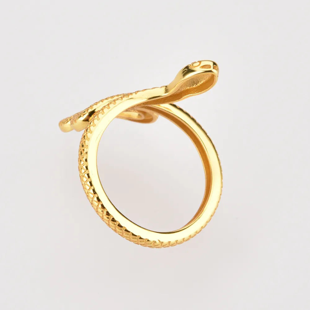 Gold snake design ring showcasing a unique silver snake jewelry style and intricate detailing