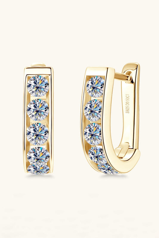 Elegant 1 Carat Moissanite Earrings in Gold with Four Sparkling Stones for a Timeless Look