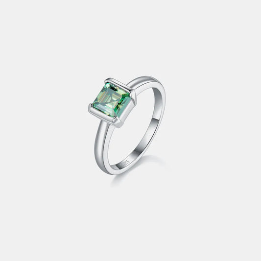 Trendsi 1 carat moissanite ring with emerald cut stone in a sleek silver setting