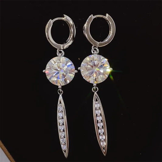 Trendsi 10 carat drop earrings featuring sparkling round gemstones and elegant silver accents