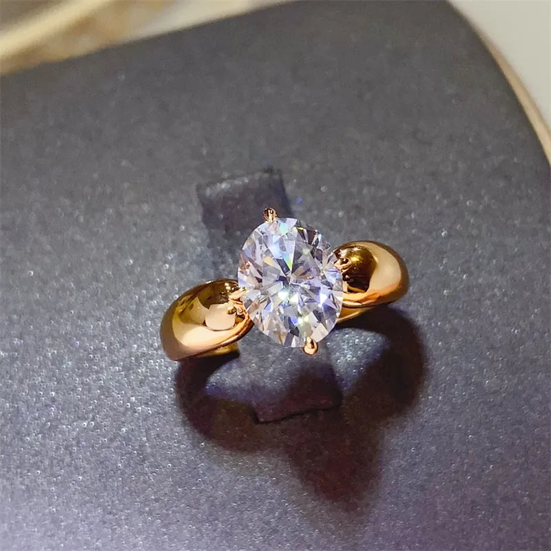 Elegant 2 carat moissanite ring set in gold with a sparkling oval stone