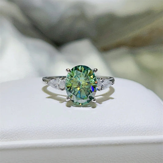 Trendsi 3 carat moissanite ring with an oval-cut center stone and side accents for a dazzling look