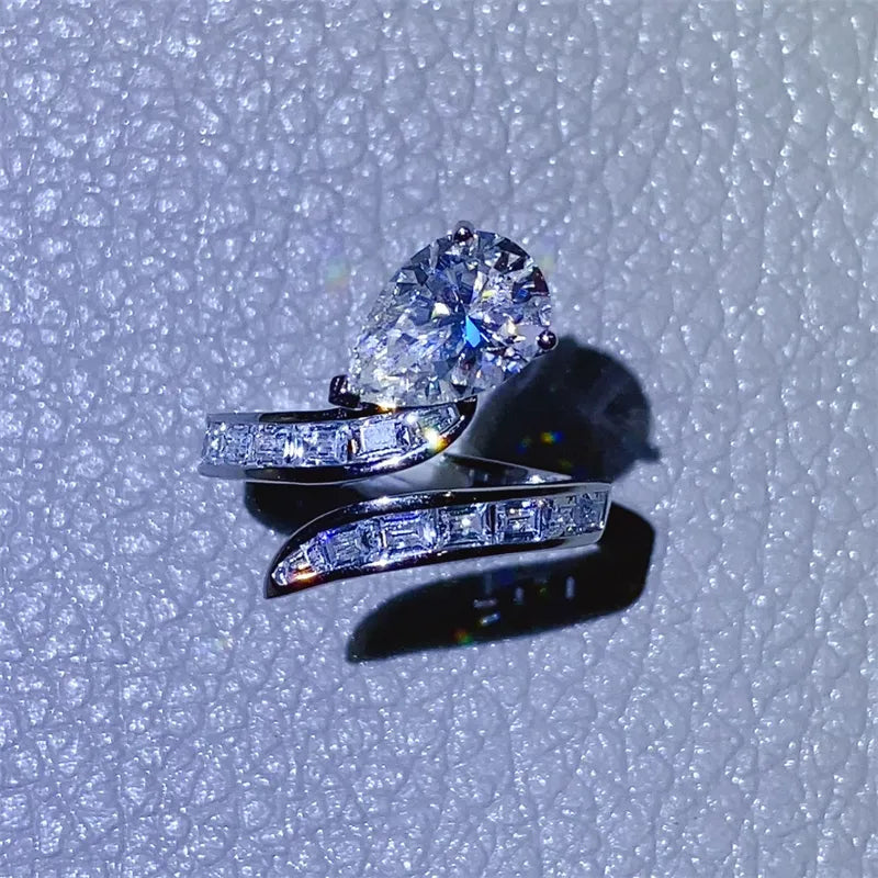 Trendsi 3 carat moissanite ring with elegant design and sparkling stones on a leather background