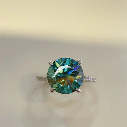 Stunning 5 carat moissanite ring with a colorful centerpiece and elegant band for special occasions