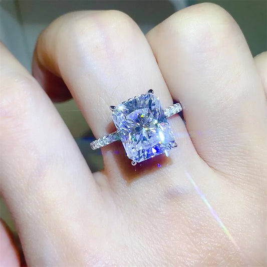 Stunning 5 carat moissanite ring with sparkling band, perfect for engagements or special occasions