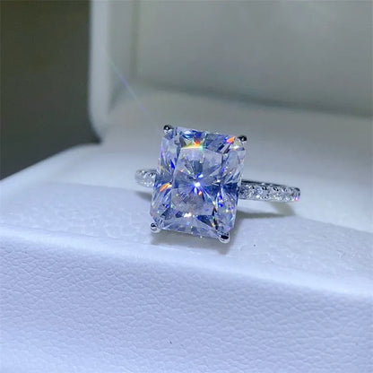 Trendsi 5 carat moissanite ring with a sparkling rectangular cut and delicate band