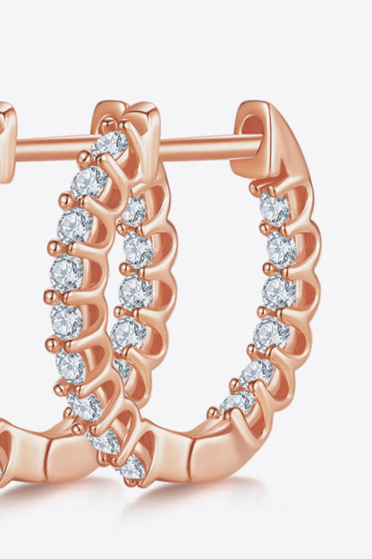 Rose Gold 925 silver moissanite hoops with sparkling stones for elegant style